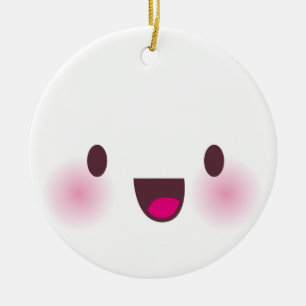 Kawaii ansikte julgransprydnad keramik