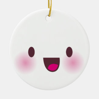 Kawaii ansikte julgransprydnad keramik