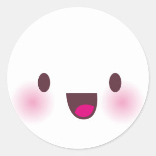 Kawaii ansikte runt klistermärke