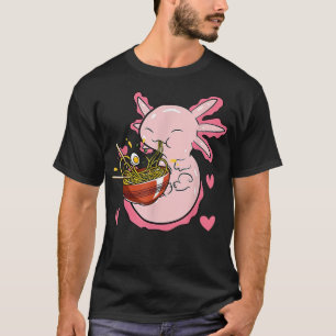 Kawaii Aolotl äter nyanser från japanska Anime Noo T Shirt