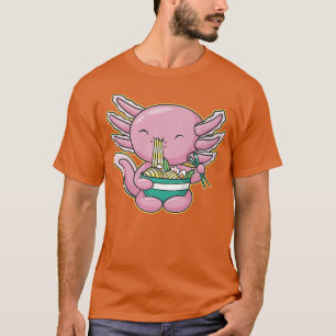 Kawaii Aolotl Cute Eating Ramen Noodles Anime Otak T Shirt
