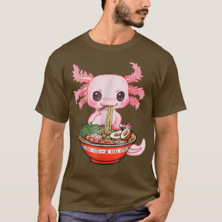 Kawaii Aolotl Eating Ramen Noodles Anime Gift Girl T Shirt