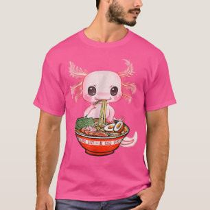 Kawaii Aolotl Eating Ramen Noodles Anime Gift Girl T Shirt