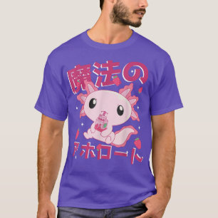 Kawaii Aolotl Strawberry Mjölk Shake Japansk Anime T Shirt