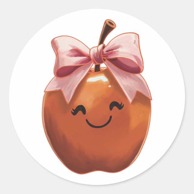 Kawaii äppelgåva runt klistermärke (Framsida)
