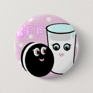 Kawaii är bästa vänner för alltid mjölk och cookie knapp