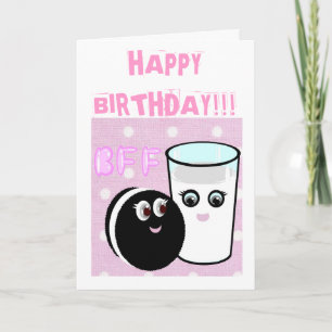 Kawaii är bästa vänner för alltid mjölk och cookie kort