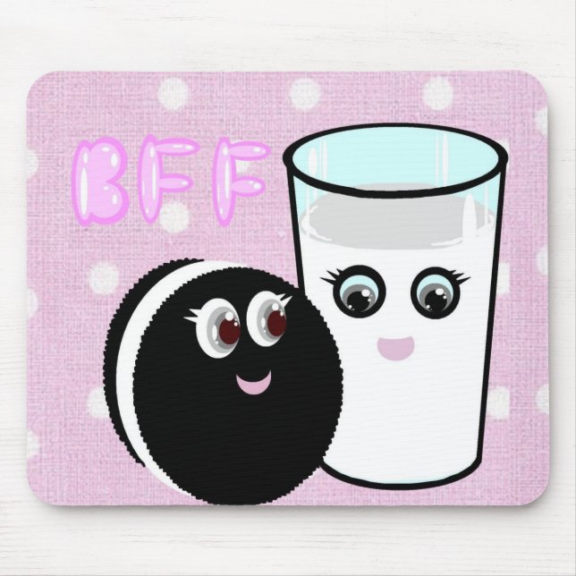Kawaii är bästa vänner för alltid mjölk och cookie musmatta (Framsidan)