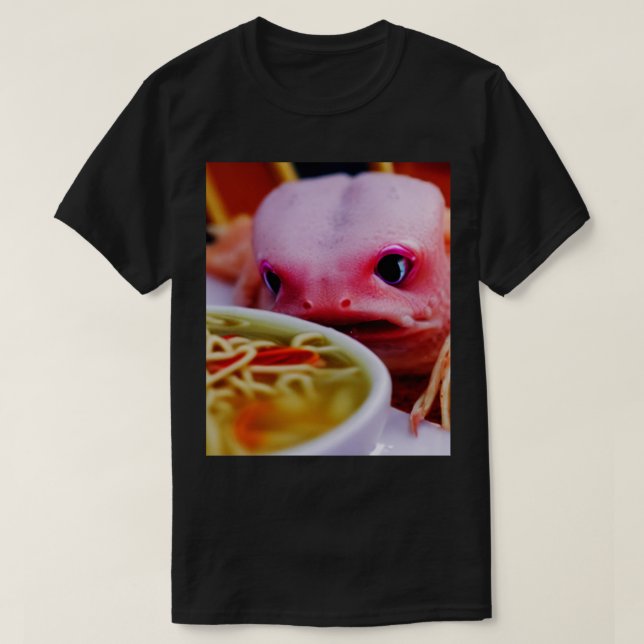 Kawaii Arg Axolotl Eating Ramen Noodles Girls T Shirt (Design framsida)