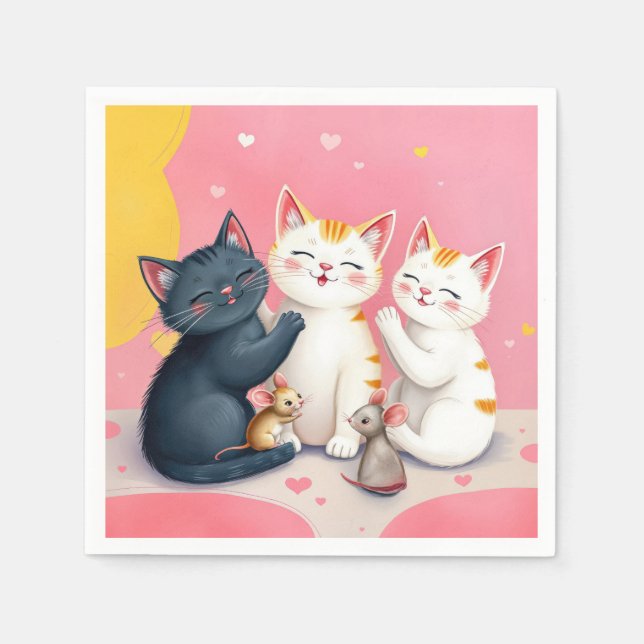Kawaii Art Cats och Mice Pappersservett (Framsidan)