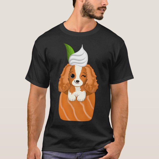 Kawaii Art Cavalier King Charles Spaniel Salmon Ro T Shirt (Framsida)