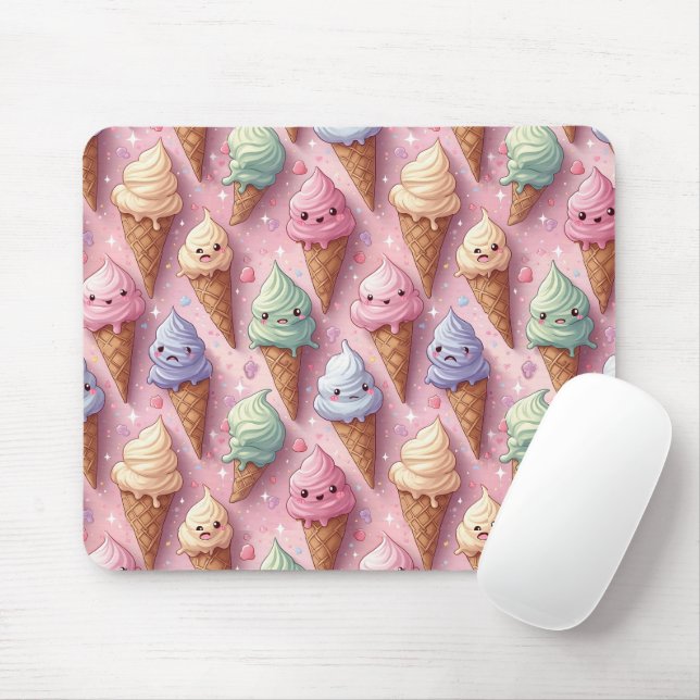 Kawaii Art Ice Cream Cones Musmatta (Med mus)