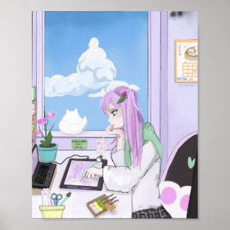 Kawaii Art Poster Skriv ut - av Nephele