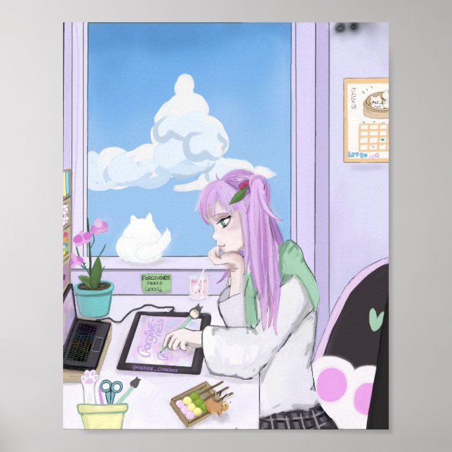 Kawaii Art Poster Skriv ut - av Nephele (Framsidan)