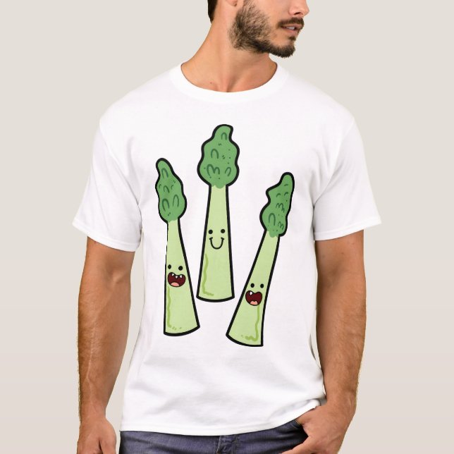 Kawaii Asparagus T Shirt (Framsida)
