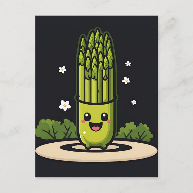 Kawaii Asparagus Vykort (Framsida)