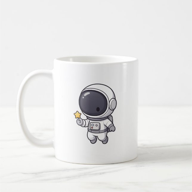 Kawaii Astronaut Holding Star Mug Kaffemugg (Vänster)