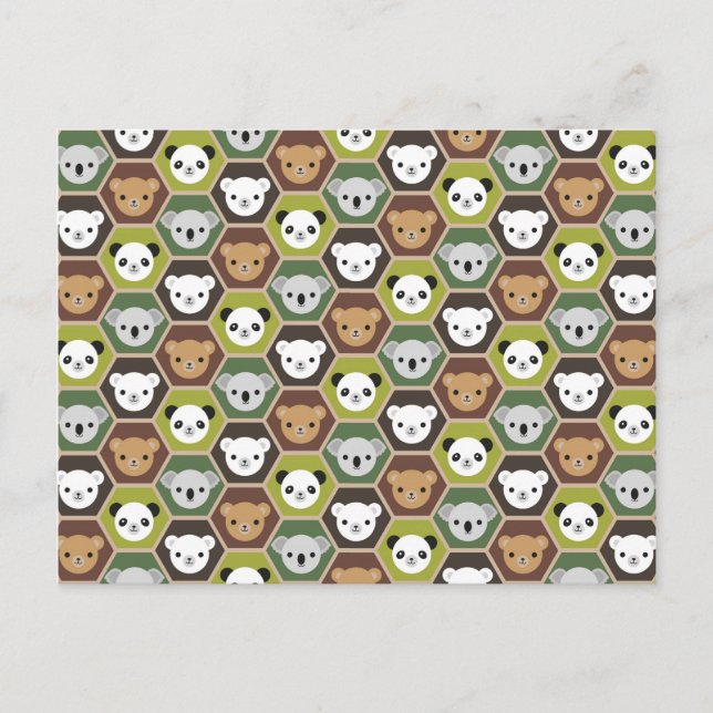 Kawaii Autumn Bears Vykort (Framsida)