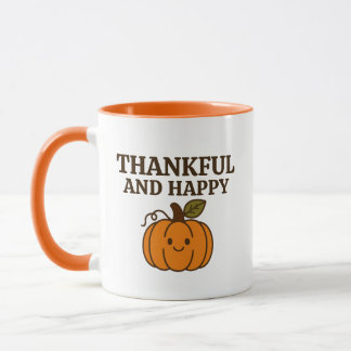 Kawaii Autumn Pumpkin Thankful Happy thanksgiving Mugg