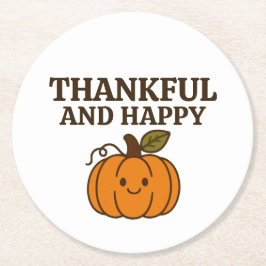 Kawaii Autumn Pumpkin Thankful Happy thanksgiving Underlägg Papper Rund