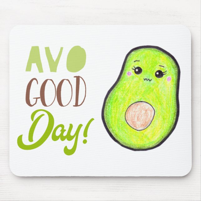 Kawaii Avocado Avo bra Day Färgpenna teckning Musmatta (Framsidan)