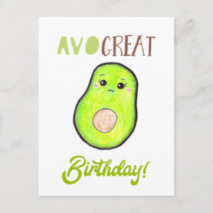 Kawaii Avocado Avo Underbar Birthday Cute Pun Vykort