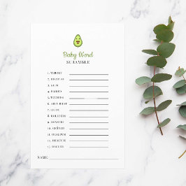 Kawaii Avocado Baby Shower Game Ord Scramble