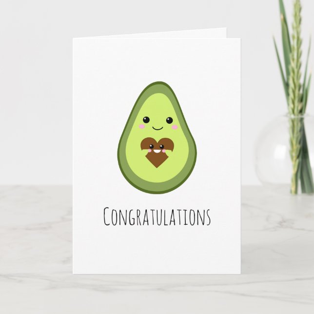 Kawaii Avocado Baby Shower Grattiss Cute Kort (Framsida)