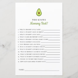 Kawaii Avocado Baby Shower-spel som känner till Ma
