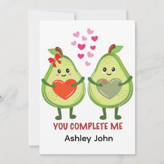 Kawaii Avocado Couple You Complete Me  Tack Kort