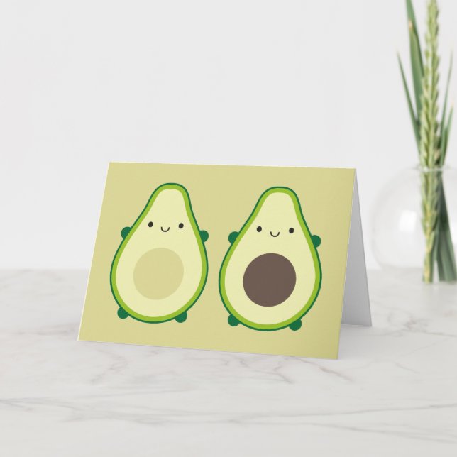 Kawaii Avocado Kort (Framsida)