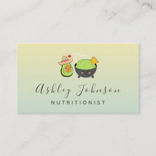 Kawaii Avocado och Guacamole Nutritionist Cute Foo Visitkort