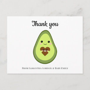 Kawaii Avocado-Tacken Babyskor - minimalistisk Vykort