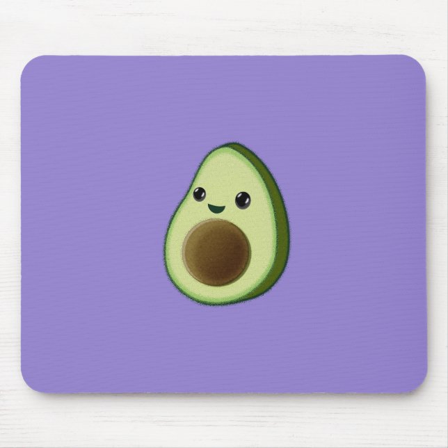 Kawaii Avocado Teckning Anpassningsbar Lila Musmatta (Framsidan)