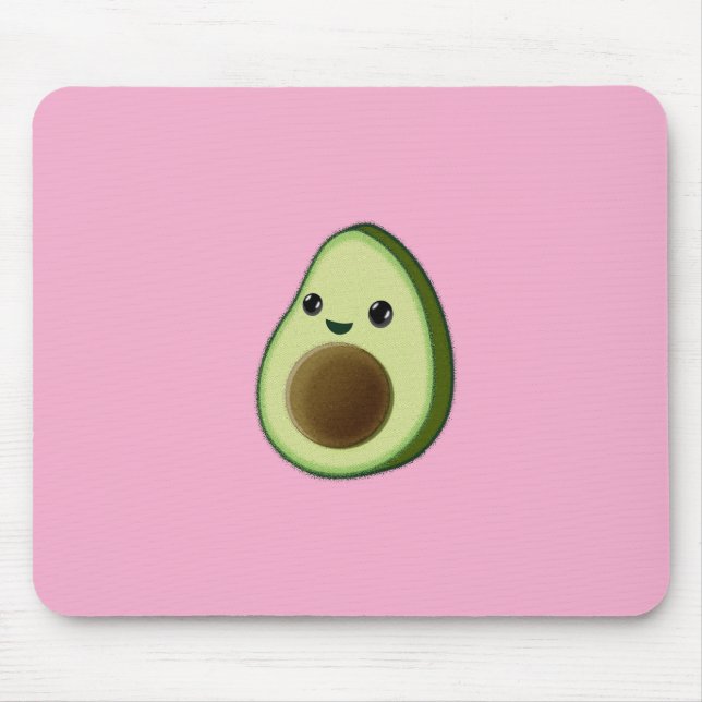 Kawaii Avocado Teckning Anpassningsbar Rosa Musmatta (Framsidan)