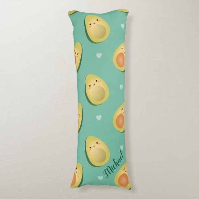 Kawaii Avocados Låt oss Avocuddle Mönster Funny Kroppskudde (Framsidan Vertikal)