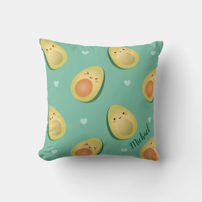 Kawaii Avocados Låt oss Avocuddle Mönster Kudde (Framsida)