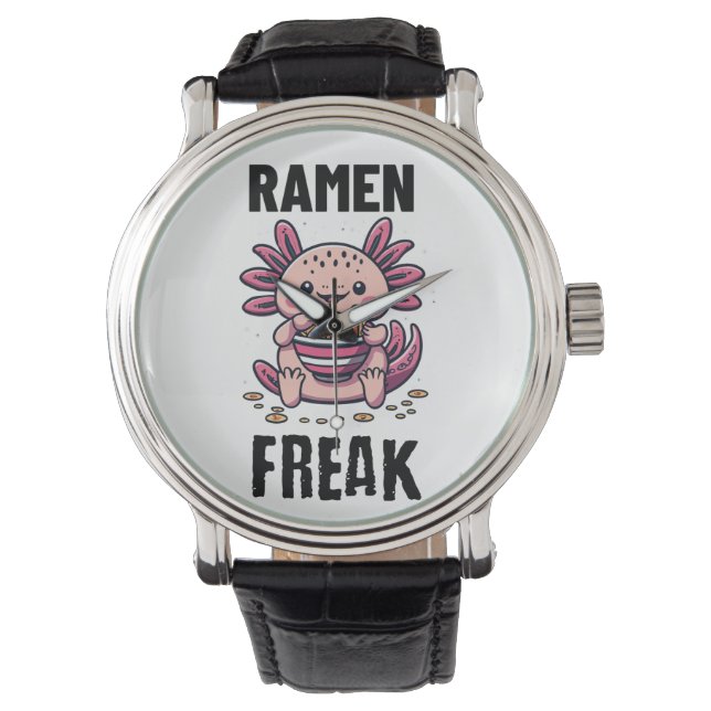 Kawaii Axalotl ätande Ramen Armbandsur (Framsida)