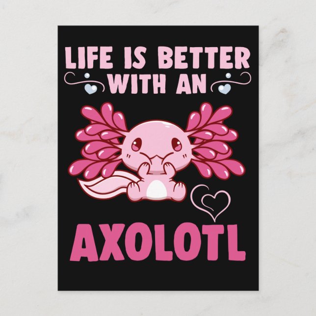 Kawaii Axolotl Amphibian Älskare Vykort (Framsida)