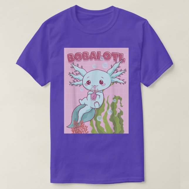 Kawaii Axolotl Boba Bubble Tea Japanese Aesthetic  T Shirt (Design framsida)