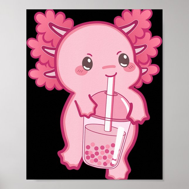 Kawaii Axolotl Boba Bubble Tea Tonåring Girl Kids  Poster (Framsidan)