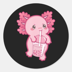 Kawaii Axolotl Boba Bubble Tea Tonåring Girl Kids Runt Klistermärke