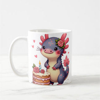 Kawaii Axolotl Bröllopsblomma Boutonniere Tårta Pa Kaffemugg