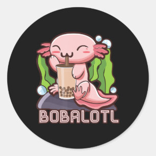 Kawaii Axolotl Cute Boba Tee Bubble Tea Anime Girl Runt Klistermärke