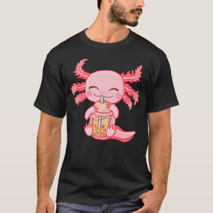 Kawaii Axolotl Drinking Boba Bubble Tea Anime Girl T Shirt
