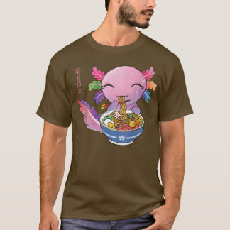 Kawaii Axolotl Eating Ramen Japanese Noodles Anime T Shirt