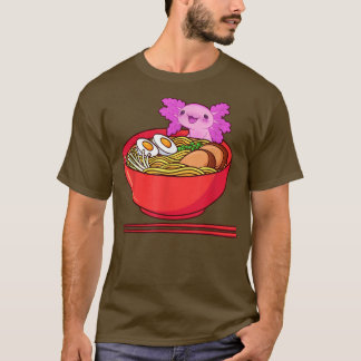 Kawaii Axolotl Eating Ramen Noodles Anime Gift Tee