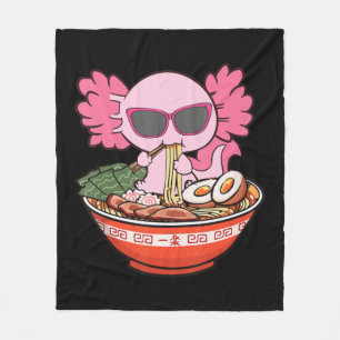 Kawaii Axolotl Eating Ramen Noodles Anime Girls Te Fleecefilt