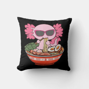 Kawaii Axolotl Eating Ramen Noodles Anime Girls Te Kudde