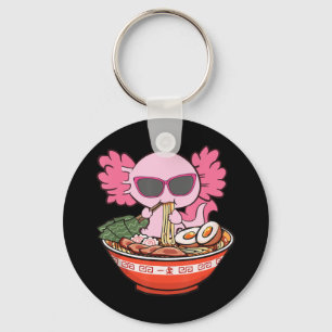 Kawaii Axolotl Eating Ramen Noodles Anime Girls Te Nyckelring